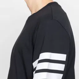 ADIDAS Black M FI 3S T Striped Regular Fit T-Shirt image 5