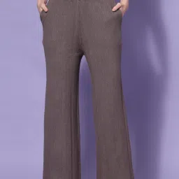 Mafadeny Brown Self Pattern Palazzos image 1