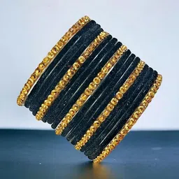VMENTERPRISE Set of 34 Velvet & Artificial Stone-Studded Bangle image 2