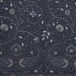 Mohey Navy Embroidered Saree With Unstitched Blouse image 4