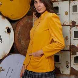 Campus Sutra Yellow Regular Fit Blazer image 3