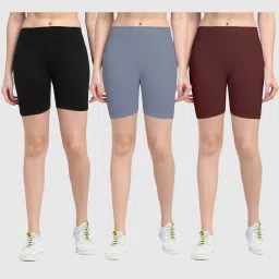 Gracit Black & Grey Cotton Sports Shorts - Pack Of 3 image 1