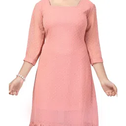 Aarika Kids Peach Self Design Dress image 5