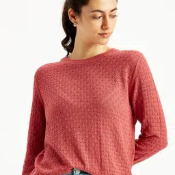 Levi's Barn Red Self Design Sweater image 4