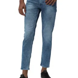 Mufti Light Blue Slim Fit Heavily Washed Jeans-image-7
