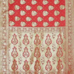 Banarasi Silk Works Red Woven Saree With Unstitched Blouse image 4