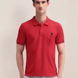U.S. Polo Assn. Red Cotton Slim Fit Polo T-Shirt-picture-30