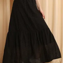 NEUDIS Jet Black Cotton Ankle Length Skirt image 5
