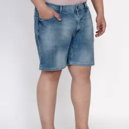 John Pride Blue Cotton Plus Size Shorts image 4