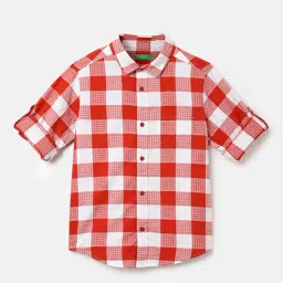United Colors of Benetton Kids Red & White Checks Full Sleeves Shirt-picture-46