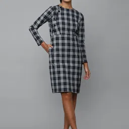 Allen Solly Grey Chequered A-Line Dress image 4