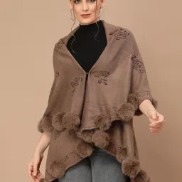 Mafadeny Brown Self Pattern Poncho image 1