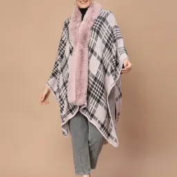 Mafadeny Peach Self Pattern Poncho image 1