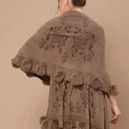 Mafadeny Brown Self Pattern Poncho image 2