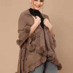 Mafadeny Brown Self Pattern Poncho image 3