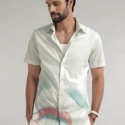 ANDAMEN Light Blue Regular Fit Printed Cotton Shirt-picture-10