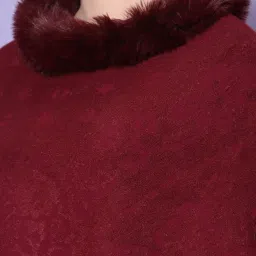 Mafadeny Maroon Self Pattern Poncho image 5