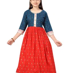 Aarika Kids Blue & Coral Printed Kurti-image-77