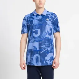 adidas CLUB Blue Regular Fit Graphic Print Sports Polo T-Shirt-picture-42