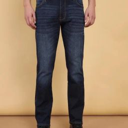 Wrangler Millard Dark Blue Straight Fit Lightly Washed Jeans-picture-9