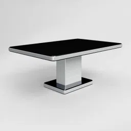 Godrej Interio Neo Apple Black & Silver Tempered Glass 6 Seater Rectangular Dining Table image 3