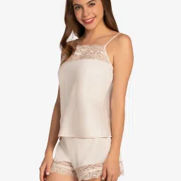 Amante Baby Pink Lace Work Camisole image 3