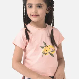 Crimsoune Club Kids Peach Printed T-Shirt image 4