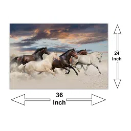 999store Black & Grey Five Horse Run Gallop In Desert Canvas Painting image 5