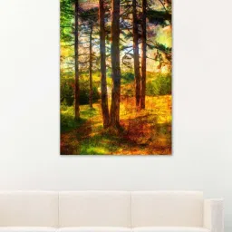 999store Brown & Orange Forest Tree Canvas Painting image 1