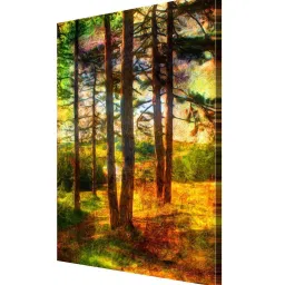 999store Brown & Orange Forest Tree Canvas Painting image 3