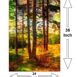 999store Brown & Orange Forest Tree Canvas Painting image 5