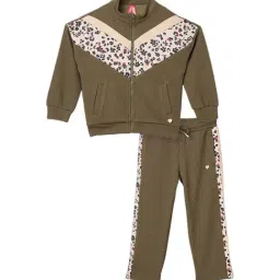 BLUE GIRAFFE Girls Green All Over Branding Printed Sweatshirt-picture-16