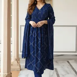 KALINI Women Printed Regular Kurta with Trousers & With Dupatta image 5