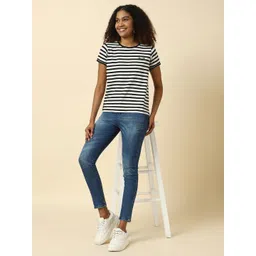Allen Solly Woman Women Striped Pockets T-shirt image 4