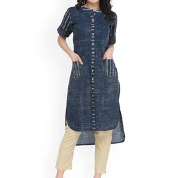 Indibelle Women Blue Printed Straight Kurta-picture-19