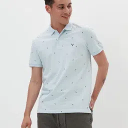 American Eagle Outfitters Sky Blue Regular Fit Printed Polo T-Shirt-picture-17