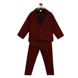 MINIKLUB Kids Red Cotton Regular Fit Full Sleeves Shirt Set-image-36