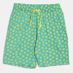 Dixcy Slimz Kids Green & Yellow Cotton Floral Print Shorts-image-77