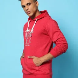 Campus Sutra Maroon Cotton Regular Fit Printed Hooded Sweatshirt-picture-38
