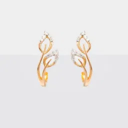 P.N.Gadgil Jewellers 14k Yellow Gold Foliage Fantasy Diamond Stud Earrings-picture-12