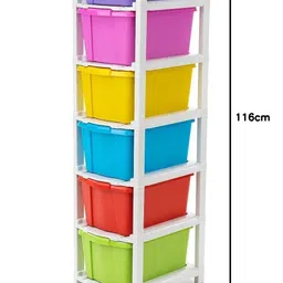 GROZNOL 6 XL Plastic Modular Drawer System for Home, Office, Hospital, Parlor, School, Doctors, Home and Kids, Product Dimension When assembeled (31cmx39cmx116cm) (6XL) (Multi-colour) image 2