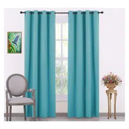 JARS Collections  Super Satin Solid Blackout Window Curtains With Metal Grommet Pack of 2 - Aqua-picture-37