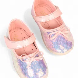 Lil Lollipop Bow Applique Detailed Sequins Embellished Mary Jane Ballerinas With Velcro Closure - Pink-picture-18