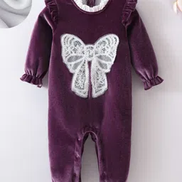 Mark & Mia Full Sleeves Romper With Butterfly Applique - Purple-picture-27