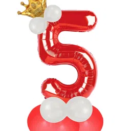decor mantra Décor Mantra 32 Inch Number Foil Balloon 5 For birthday Decorations Items Kit Set-Red Color-Pack of 14-picture-22