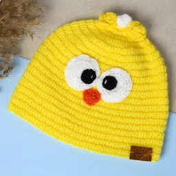 Funkrafts Knit Chick Designed Handmade Beanie Cap - Yellow - Circumference 45 Cm-image-48