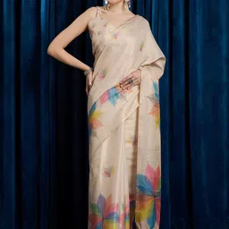Mitera Floral Linen Blend Saree-picture-20