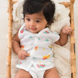 A Toddler Thing Muslin Sleeveless Pack Of 5 Rainbow & Animal Print Vests - White image 3