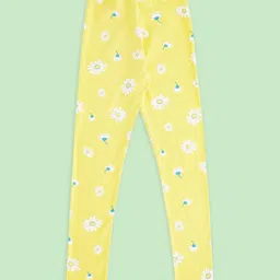 Pantaloons Junior Pack Of 2 Solid & Floral Printed Leggings - Multi Colour image 3