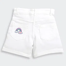 Barbie by Tiny Girl Cotton Denim Mattel Featuring Barbie Embroidered Shorts - White image 3